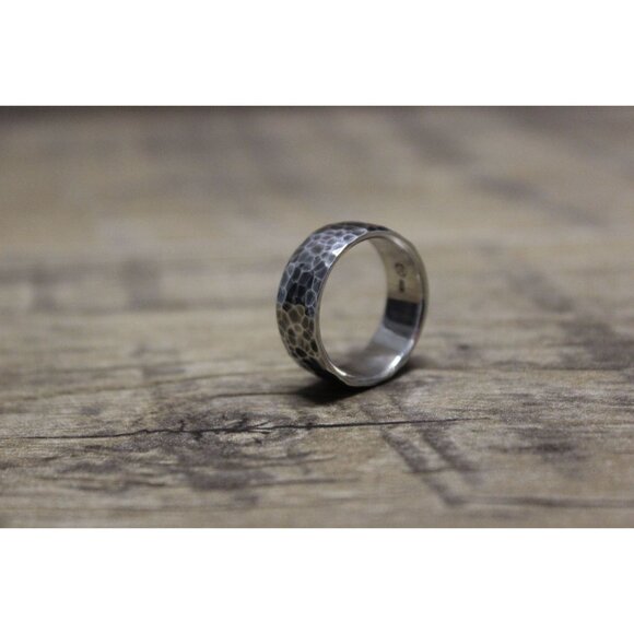 David Tishbi sterling silver handmade hammered band ring‎ 7.5 - 8 - Picture 6 of 11